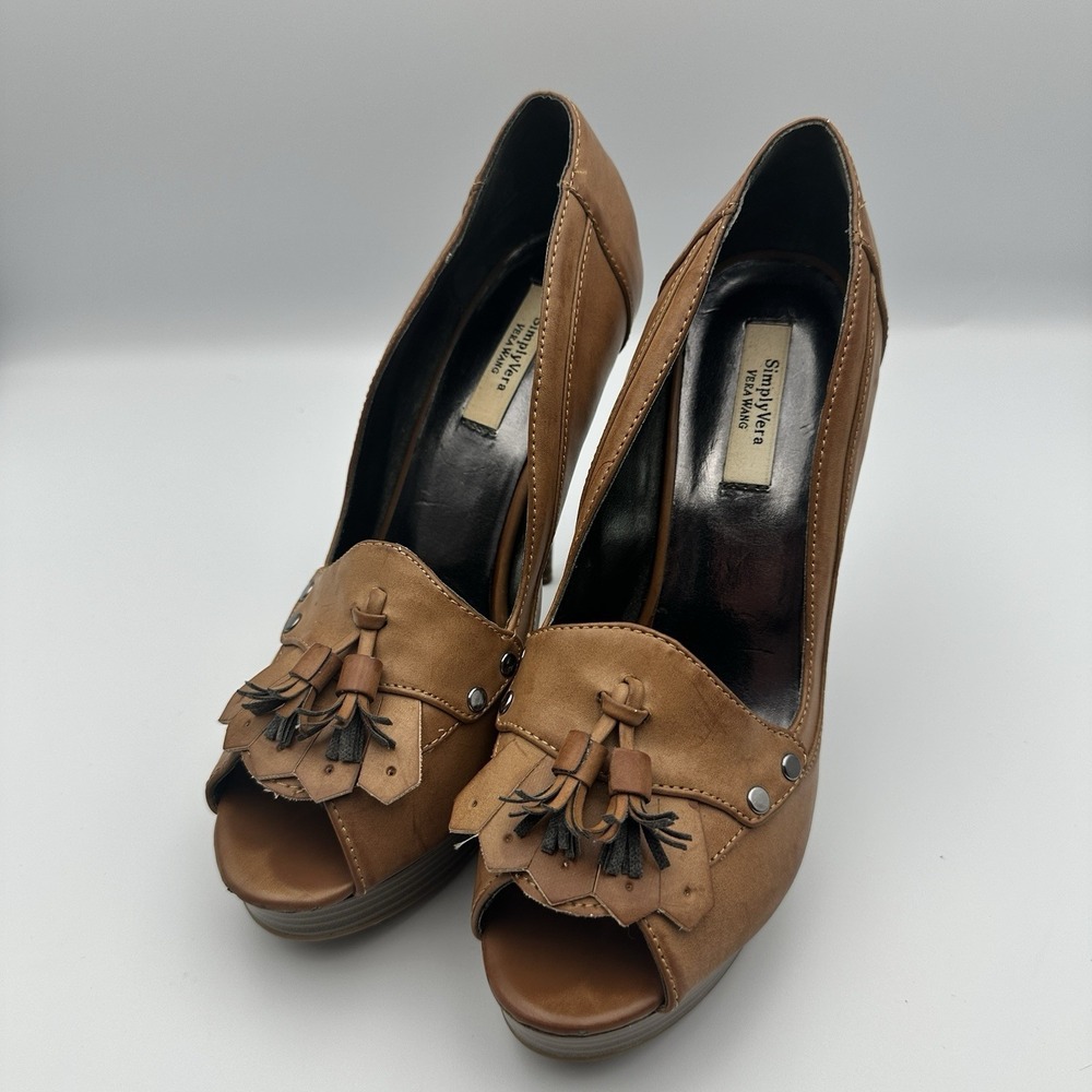 Simply Vera Vera Wang Brown Open Toe Platform Stiletto Heels Womens Size 8M
